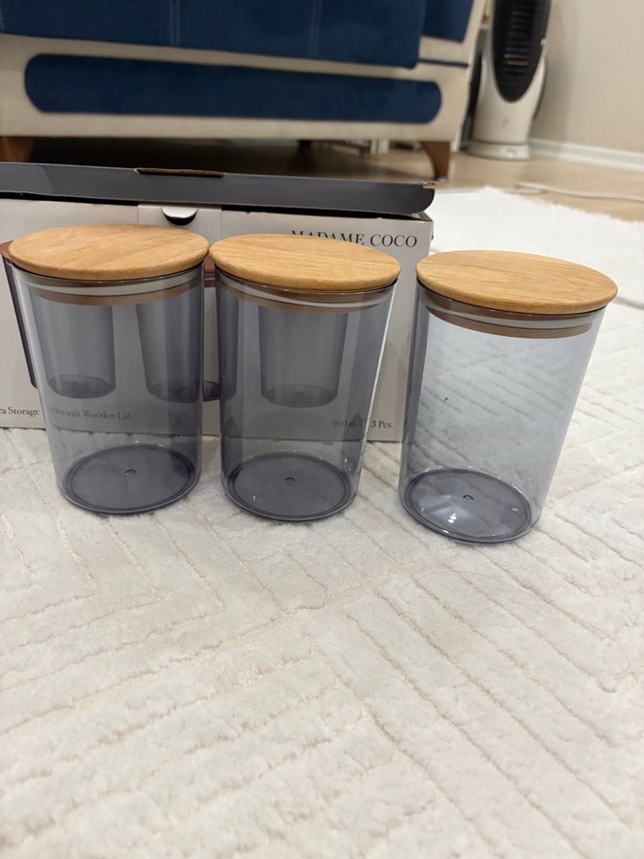 Madame Coco 3'lü Ahşap Kapaklı Saklama Kabı Seti - Görsel 2