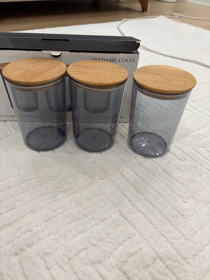 Madame Coco 3'lü Ahşap Kapaklı Saklama Kabı Seti - Görsel 3