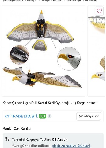 Kanat Çırpan Pilli Kartal Kedi Oyuncağı - Görsel 3