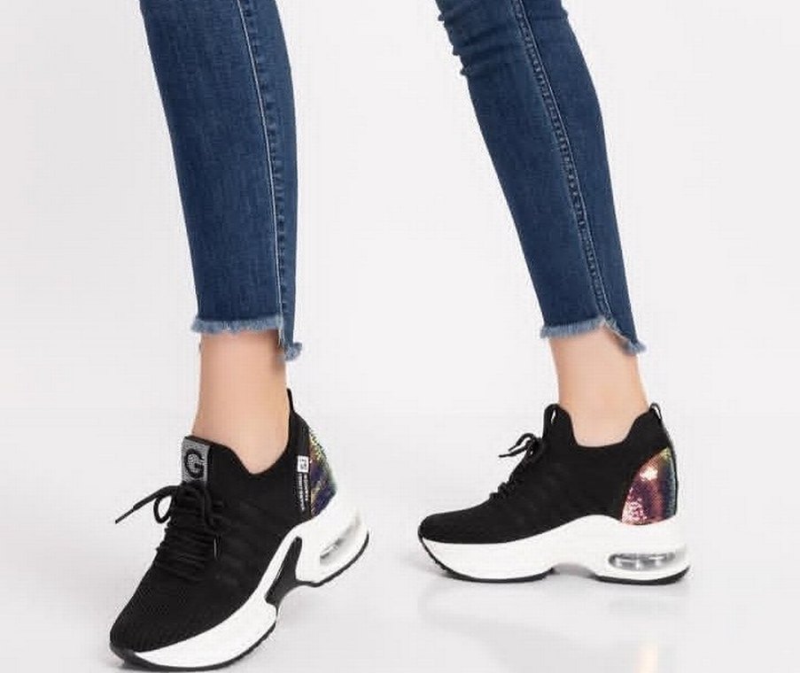 spor ayakkabı guja yüksek taban topuklu ayakkabı - Görsel 3