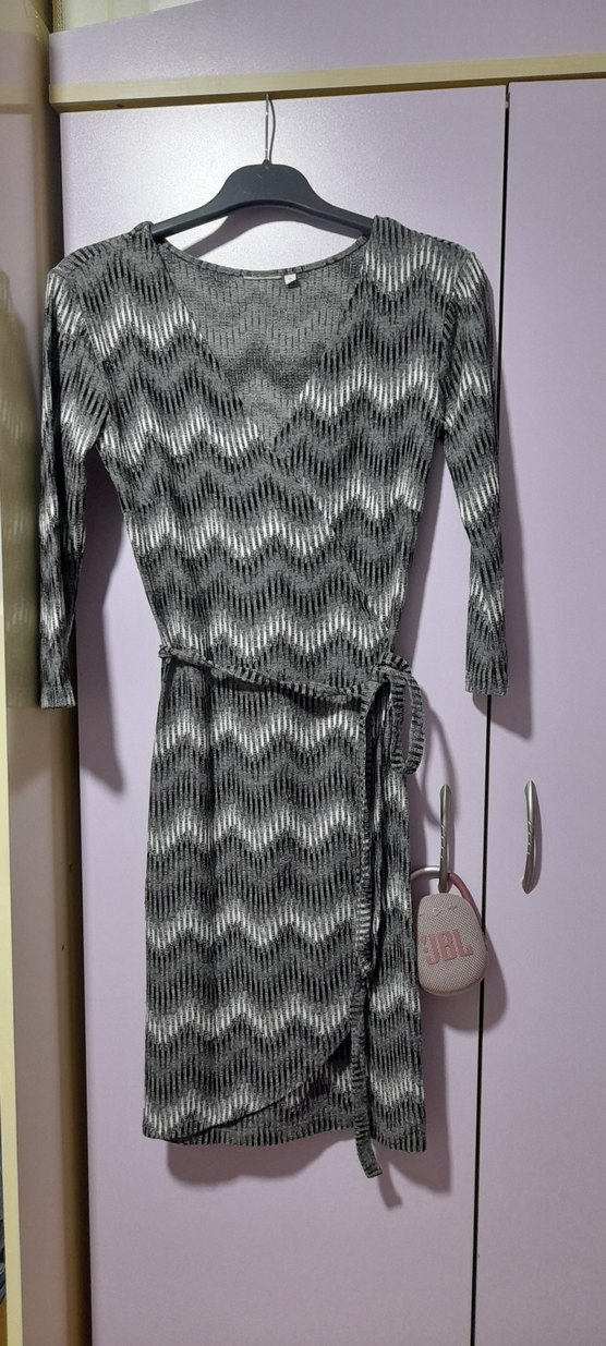 Gri Örgü Uzun midi mini kısa Kadın Elbise - Görsel 2