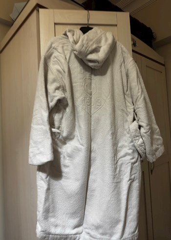 Kapüşonlu Beyaz Baskılı Bornoz BJK BEŞİKTAŞ - Görsel 3