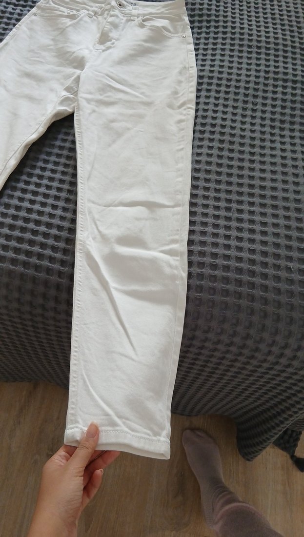 Koton Beyaz Kadın Kot Pantolon Regular Fit - Görsel 3