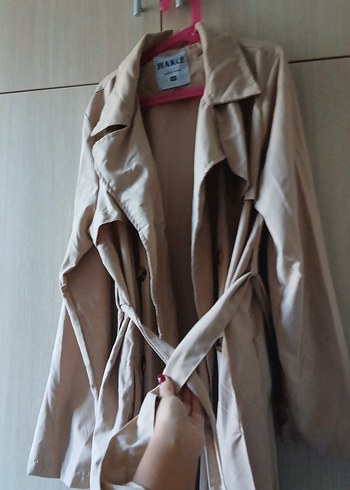 Bej Uzun Kadın Trençkot - Görsel 5