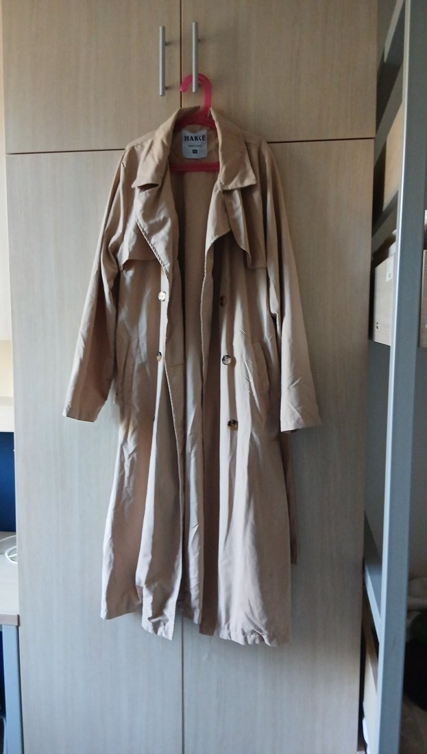 Bej Uzun Kadın Trençkot - Görsel 2