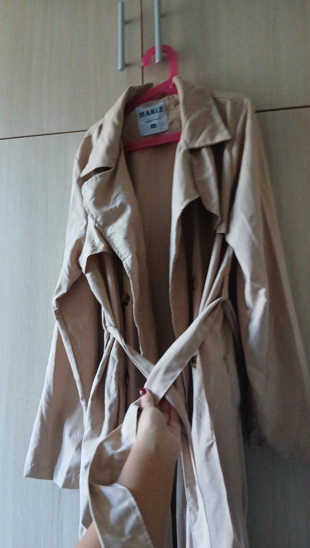 Bej Uzun Kadın Trençkot - Görsel 5