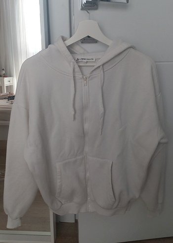 Koton Koton Kadın Gri Kapüşonlu Fermuarlı Sweatshirt