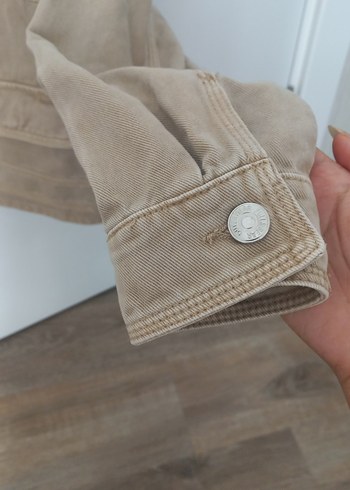 Pull and Bear Bej Düğmeli Kadın Kot Ceket - Görsel 5