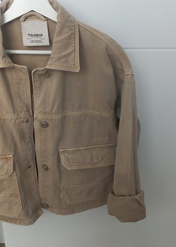 Pull and Bear Bej Düğmeli Kadın Kot Ceket - Görsel 7