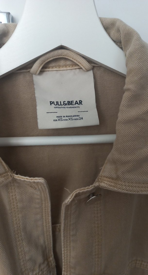 Pull and Bear Bej Düğmeli Kadın Kot Ceket - Görsel 3
