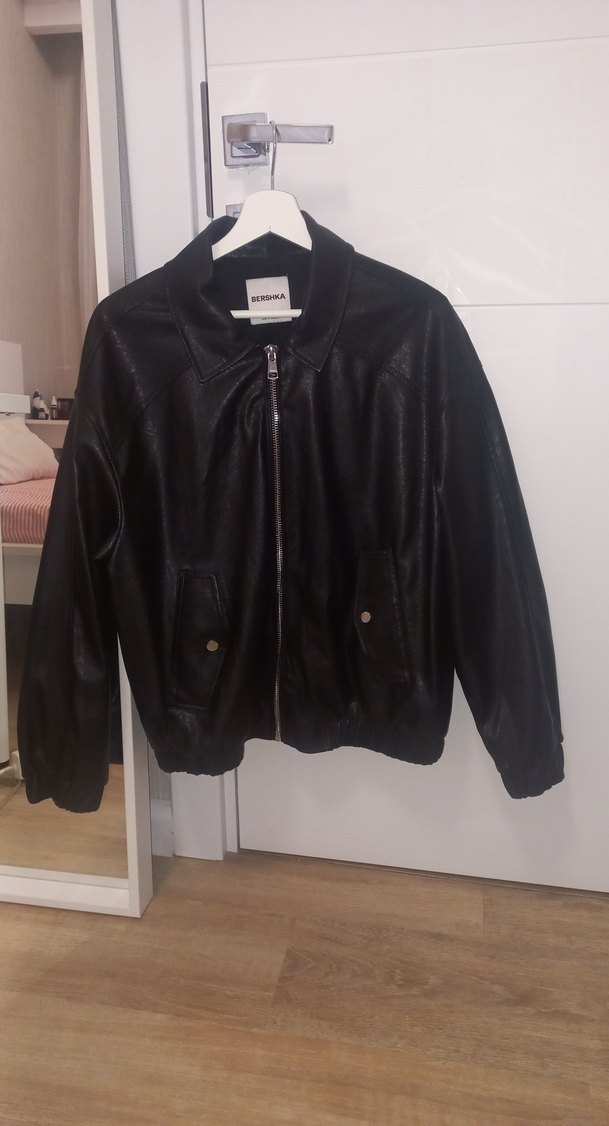 Bershka Siyah Deri Ceket Fermuarlı - Görsel 5