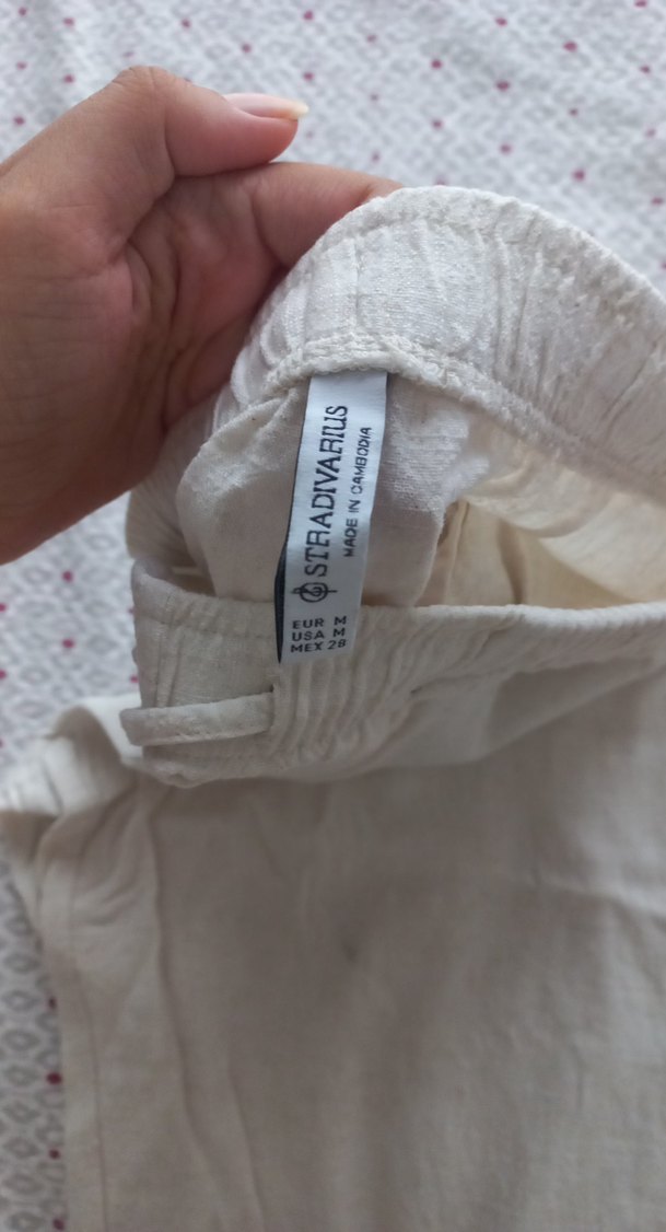 Stradivarius Keten Bluz Pantolon Takım, Salaş Kesim, Kolsuz - Görsel 5