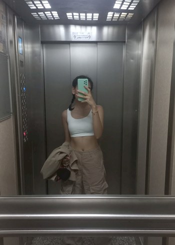 Bershka Bej Bol Kesim Kadın Kargo Pantolon - Görsel 9