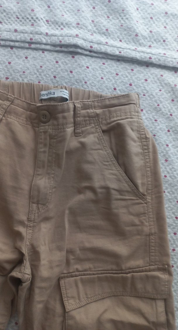 Bershka Bej Bol Kesim Kadın Kargo Pantolon - Görsel 4