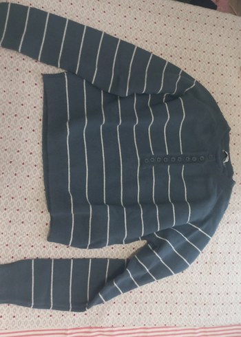 Addax Mavi Çizgili Düğmeli Kazak - Görsel 2