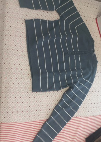 Addax Mavi Çizgili Düğmeli Kazak - Görsel 3