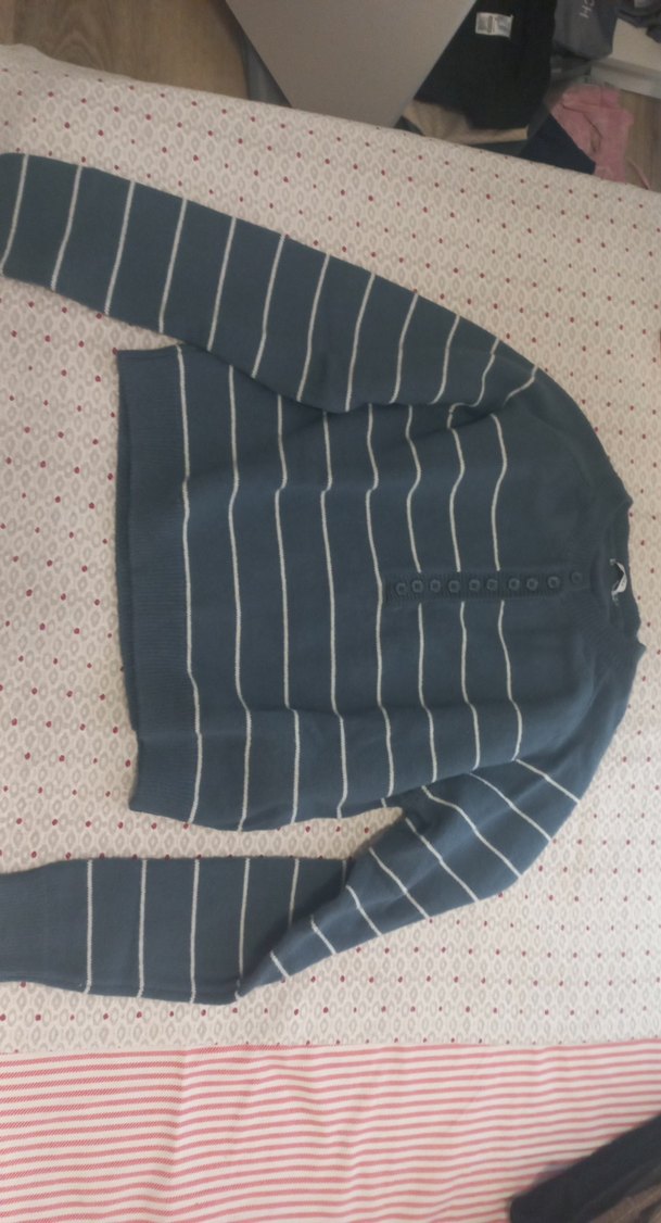 Addax Mavi Çizgili Düğmeli Kazak - Görsel 2