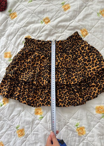 Diğer Leopar Desenli Fırfırlı Mini Etek