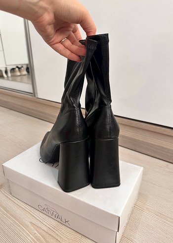 39 Beden siyah Renk Siyah Deri Kadın Stiletto Topuklu Bot