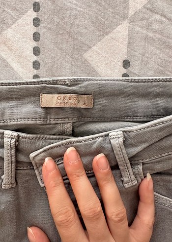 l Beden Gri Normal Boy Kadın Denim Pantolon