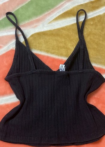 H&M Kahverengi V Yakalı İnce Askılı Örgü Atlet