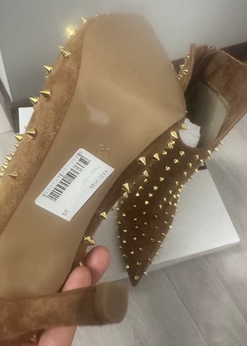 Kahverengi Süet Zımbalı Stiletto Bot - Görsel 4