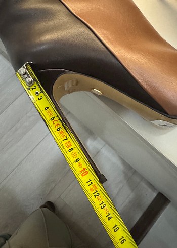 Kahverengi Deri İnce Topuklu Dizüstü Çizme - Görsel 8