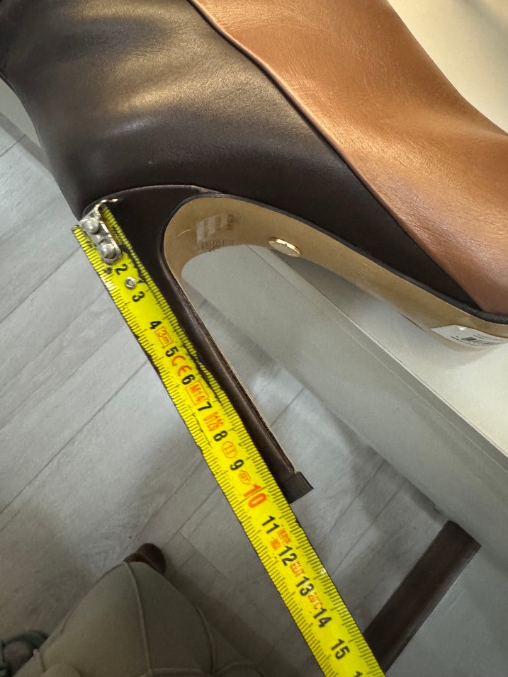 Kahverengi Deri İnce Topuklu Dizüstü Çizme - Görsel 5