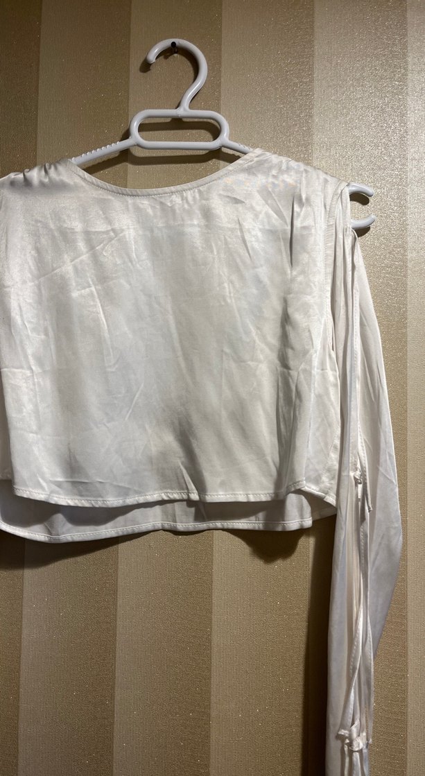 Kadın Beyaz saten Salaş Bluz - Görsel 4