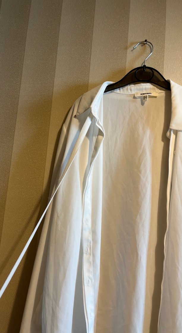 Drapeli Beyaz Gömlek - Görsel 3