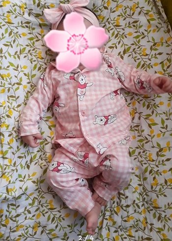 6 Ay Beden pembe Renk Kız Bebek Pijama Takımı