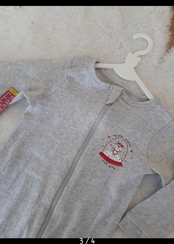 9 Ay Beden Uzun Kollu Gri Bebek Tulum
