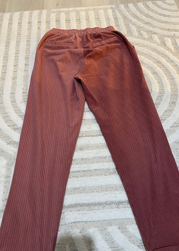 Bordo Kadın Keten Pilili Bol Pantolon - Görsel 2