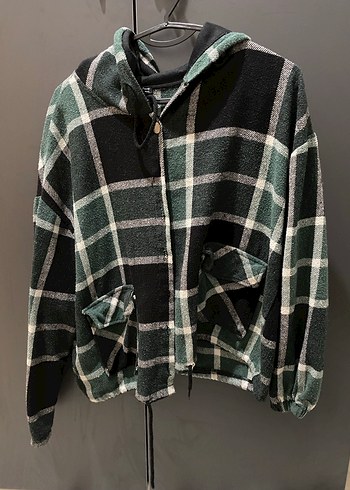 Düğmeli Yeşil Ekose Kadın Gömlek - Görsel 2