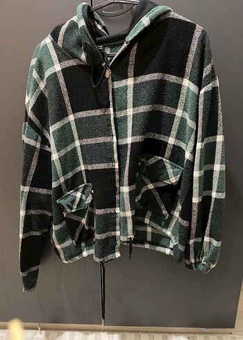 Düğmeli Yeşil Ekose Kadın Gömlek - Görsel 3