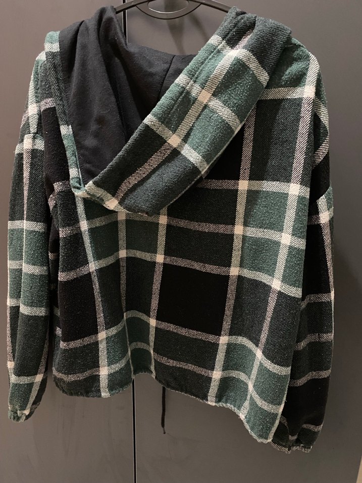 Düğmeli Yeşil Ekose Kadın Gömlek - Görsel 4