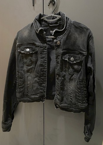 Düğmeli Siyah Kadın Denim Ceket - Görsel 2