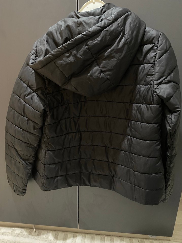 Kadın Siyah Deri Kapitone Mont - Görsel 2