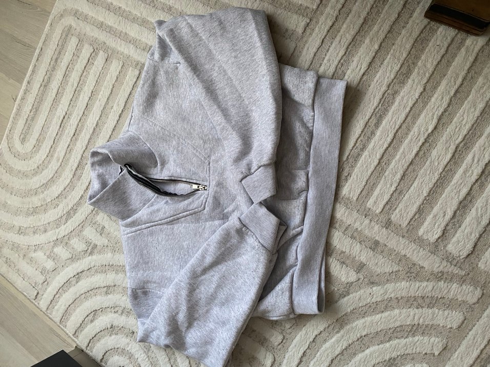 Gri Yarım Fermuarlı Kadın Sweatshirt - Görsel 2