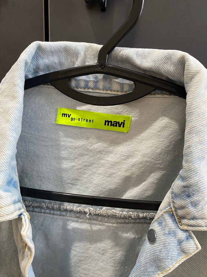 Beyaz Oversize Denim Ceket - Görsel 3