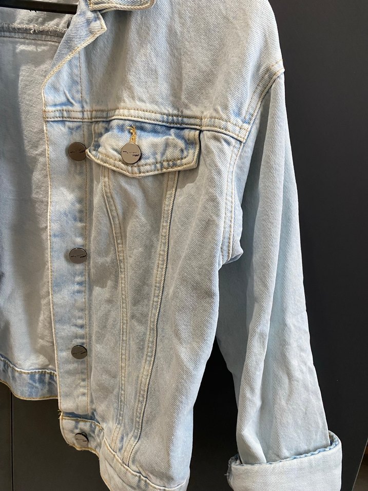 Beyaz Oversize Denim Ceket - Görsel 2