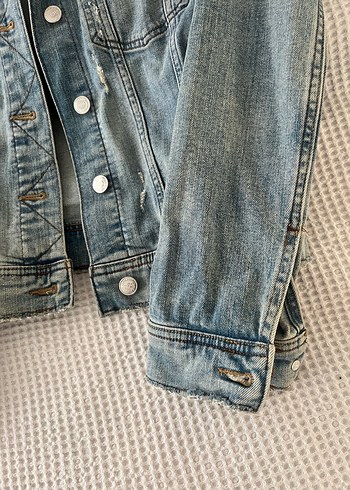 s Beden Düğmeli Mavi Denim Kadın Ceket