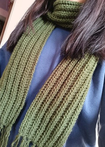 Kadın Örgü Haki Atkı - Görsel 2