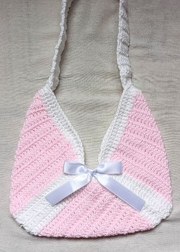 Lolita,Coquette,Pembe Örgü Çanta - Görsel 3