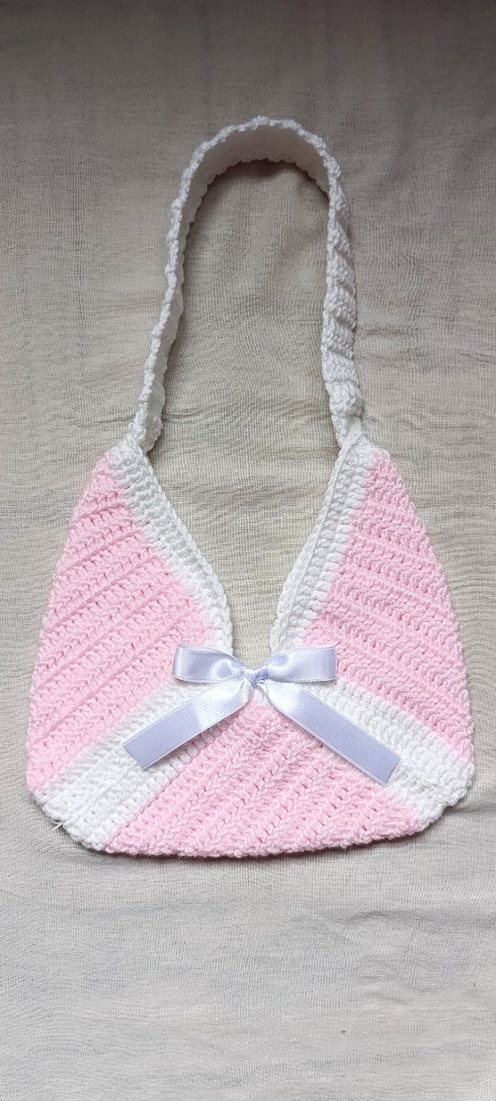 Lolita,Coquette,Pembe Örgü Çanta - Görsel 3
