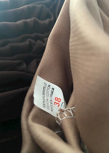 42 Beden Bej Kadın Pilili Kumaş Pantolon