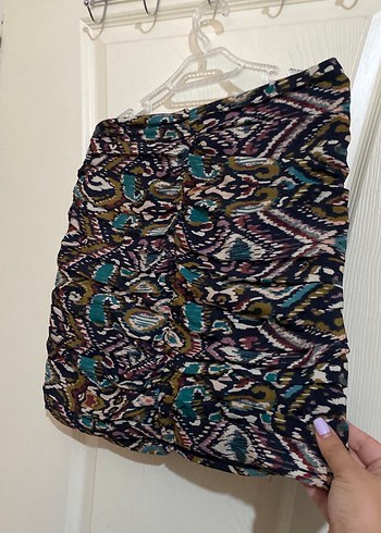 Bohem Çok Renkli Mini Pilili Etek - Görsel 4