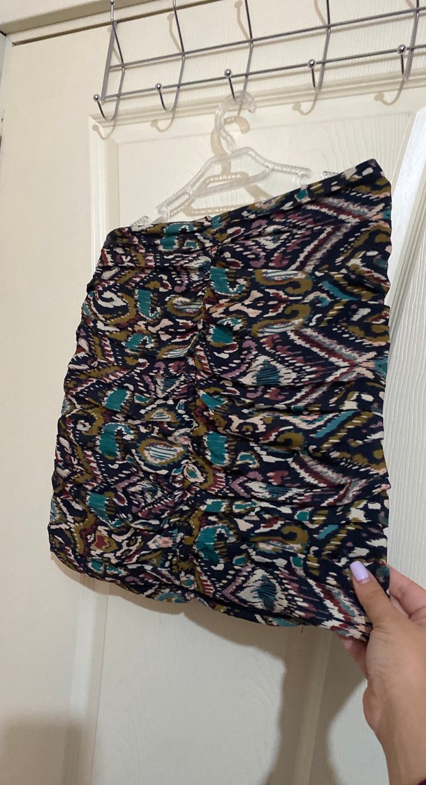 Bohem Çok Renkli Mini Pilili Etek - Görsel 4