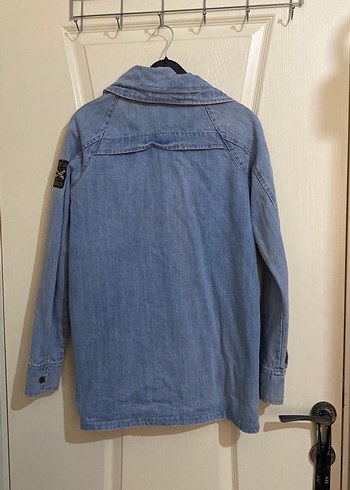 Mavi Düğmeli Midi Denim Ceket - Görsel 4