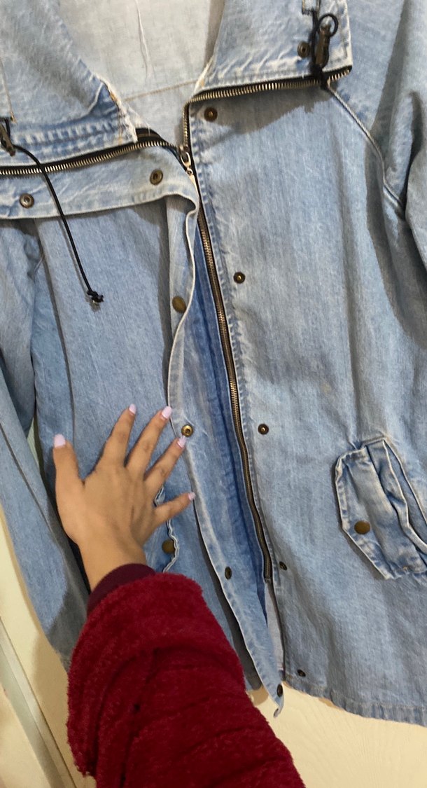 Mavi Düğmeli Midi Denim Ceket - Görsel 3